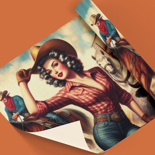 Alte Western-Kuhhirtin Geschenkpapier