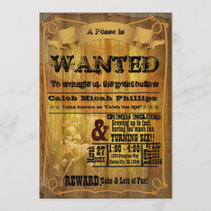 Alte Western WANTED Plakat-Party-Einladung Einladung
