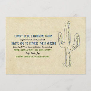 Alte Westkakteen Western Hochzeit Einladung