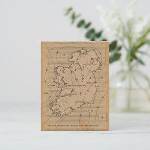Alte Wetterkarte von Irland und Nordirland Postkarte