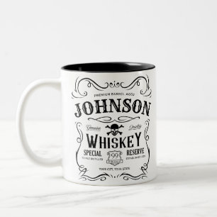 Alte Whiskey-Etikette Personalisierte Vintage-Liqu Zweifarbige Tasse