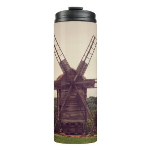 Alte Windmühle. Herbstlandschaft. ukrainische Arch Thermosbecher