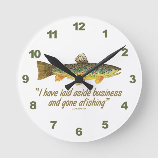 Alte Worte der Fischerei Runde Wanduhr (Vorderseite)