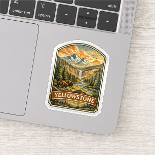 Alte Yellowstone-Gebirgswasserfall-Wildnis Aufkleber