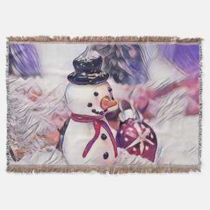 Alte Zeichnung eines Schneemanns im Schnee Aquarel Decke