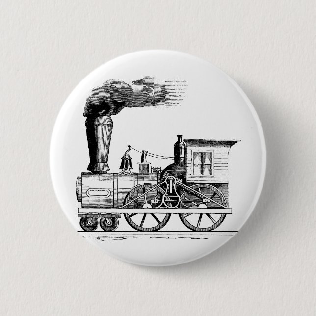 Alte Zeit-Dampf-Lokomotive Button (Vorderseite)