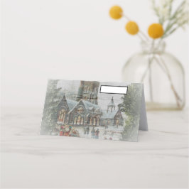 Alte Zeit Santa mit Kindern vor einer Kirche Platzkarte