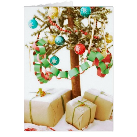 Alte Zeit-Weihnachtsbaum-Karten und Aufkleber Karte