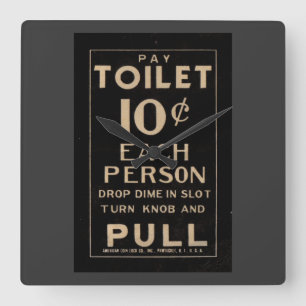 alte Zeitlohntoilette Quadratische Wanduhr