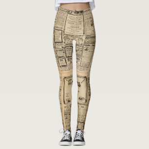 Alte Zeitung: Vintager Hintergrund. Leggings