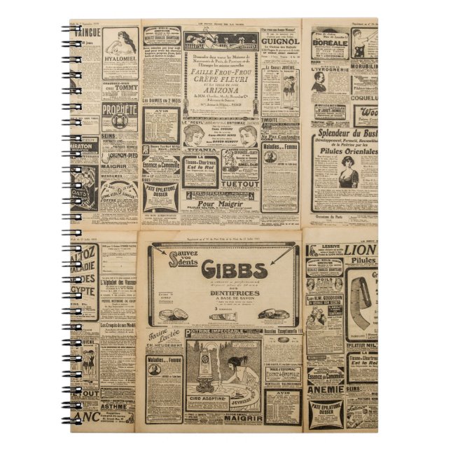 Alte Zeitung: Vintager Hintergrund. Notizblock (Vorderseite)