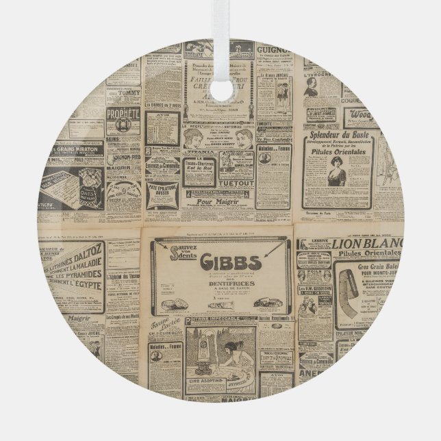 Alte Zeitung: Vintager Hintergrund. Ornament Aus Glas (Vorderseite)