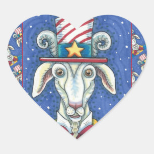 ALTE ZIEGELUNKEL SAM, FARM PATRIOTIC BILLYGOAT Herz-Aufkleber