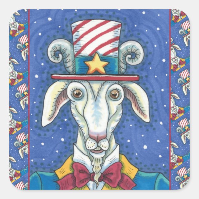 ALTE ZIEGELUNKEL SAM, FARM PATRIOTIC BILLYGOAT QUADRATISCHER AUFKLEBER (Vorderseite)