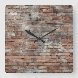 Alte Ziegelwanduhr Quadratische Wanduhr