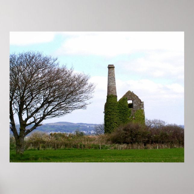 Alte Zinnminenruinen in Cornwall Poster (Vorne)