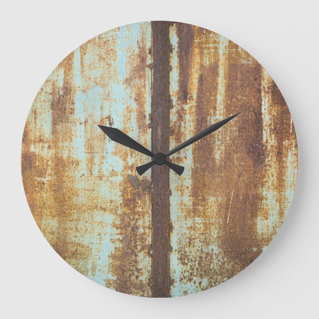 Alteisenrost: Metallhintergrund Große Wanduhr (Vorderseite)