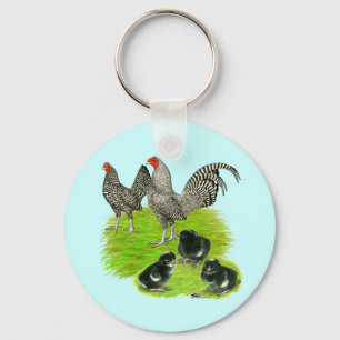 Altenglische Barred-Bantam-Familie Schlüsselanhänger