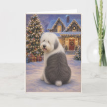 Altenglische Schäferhund-Weihnachtskarte