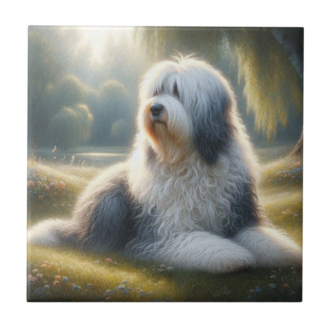 Altenglischer Schäferhund Fliese (Vorderseite)