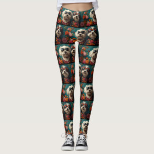 Altenglischer Schäferhund mit Rosen zum Valentinst Leggings