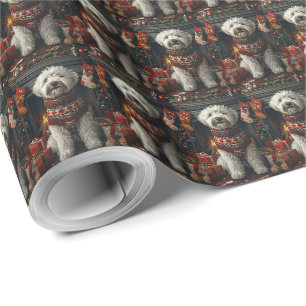 Altenglischer Schäferhund mit Weihnachtsgeschenk-K Geschenkpapier