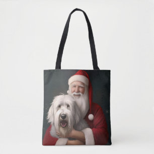Altenglischer Schäferhund mit Weihnachtsmann Festl Tasche
