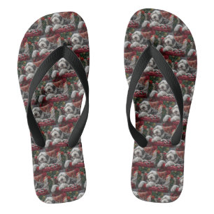 Altenglischer Schäferhund Weihnachten Festlich Flip Flops