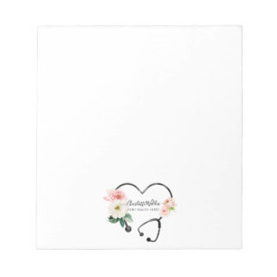 Altenpfleger Blumen Stethoskop  Notizblock