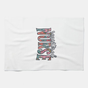 Altenpfleger-Blumen-Typografie-Shirt D Geschirrtuch