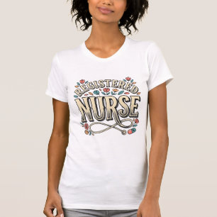 Altenpfleger-Blumen-Typografie-Shirt D T-Shirt