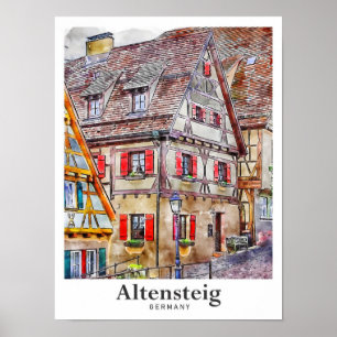 Altensteig Deutschland Reisen Wasserfarbenhandzeic Poster