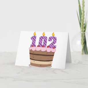 Alter 102 auf Geburtstags-Kuchen Karte