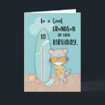Alter 10 Grandson Birthday Beach Funny Cool Raccoo Karte<br><div class="desc">Begrüßen Sie einen glücklichen 10. Geburtstag mit dieser Karte einem allerliebsten Enkel. Es ist bekannt,  dass die Lieben surfen,  deshalb wird diese Karte für ihn perfekt sein. Auf der Vorderseite ist ein Raccoon,  der auch Lieben surfen wie er tut,  holen Sie ihm eine Kopie davon heute!</div>