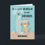 Alter 12 Grandson Birthday Beach Funny Cool Raccoo Karte<br><div class="desc">Begrüßen Sie Ihren geliebten Enkel,  wenn er seinen 12. Geburtstag feiert,  mit dieser anpassbaren Karte,  die es Ihnen ermöglicht,  den Namen Michael auf der Vorderseite zu jedem Namen,  den Sie auf ihm haben möchten,  zu ändern. Das bringt auch eine lustige Geburtstagsbotschaft für den jungen Typ mit.</div>