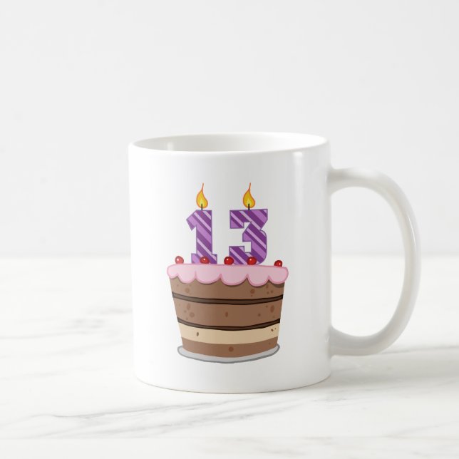 Alter 13 auf Geburtstagskuchen Kaffeetasse (Rechts)