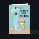 Alter 13 Grandson Birthday Beach Funny Cool Raccoo Karte<br><div class="desc">Mit dieser Karte wird der Tag Ihres Enkelsohns noch angenehmer und lustiger als bisher. Warum? Denn das ist vielleicht die lustigste Grußkarte zum 13. Geburtstag,  die Sie ihm geben können. Dieser coole Raccoon vorne ist ein sicherer Hit für ihn.</div>