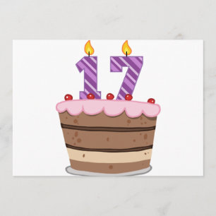 Alter 17 auf Geburtstags-Kuchen Karte
