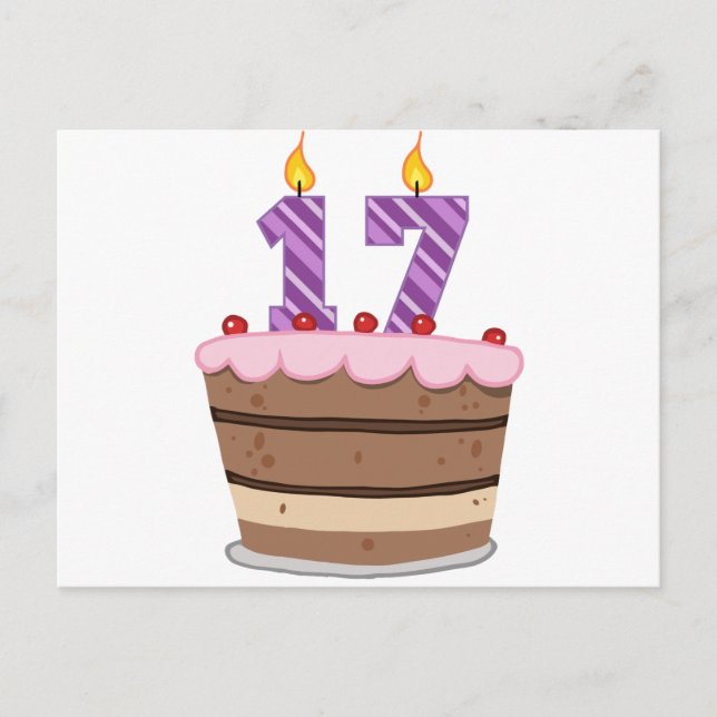 Alter 17 auf Geburtstagskuchen Postkarte (Vorderseite)