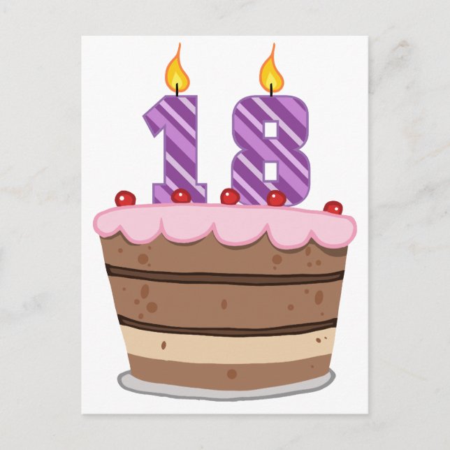 Alter 18 auf Geburtstagskuchen Postkarte (Vorderseite)
