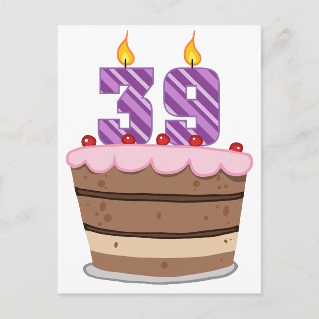 Alter 39 auf Geburtstagskuchen Postkarte (Vorderseite)