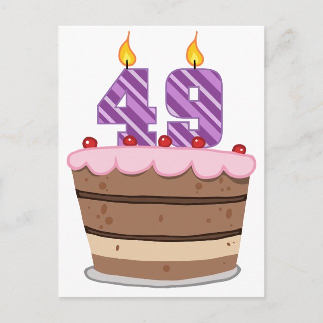 Alter 49 auf Geburtstagskuchen Postkarte (Vorderseite)