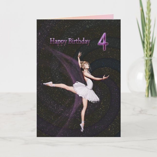 Alter 4, eine Ballerinageburtstagskarte Karte (Vorderseite)