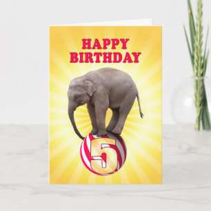 Alter 5, ein glücklicher Elefant Geburtstagskarte Karte