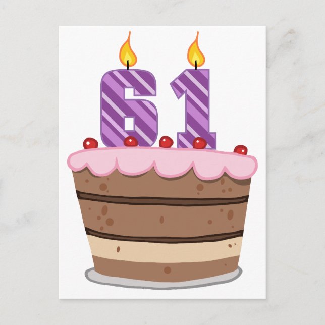Alter 61 auf Geburtstagskuchen Postkarte (Vorderseite)