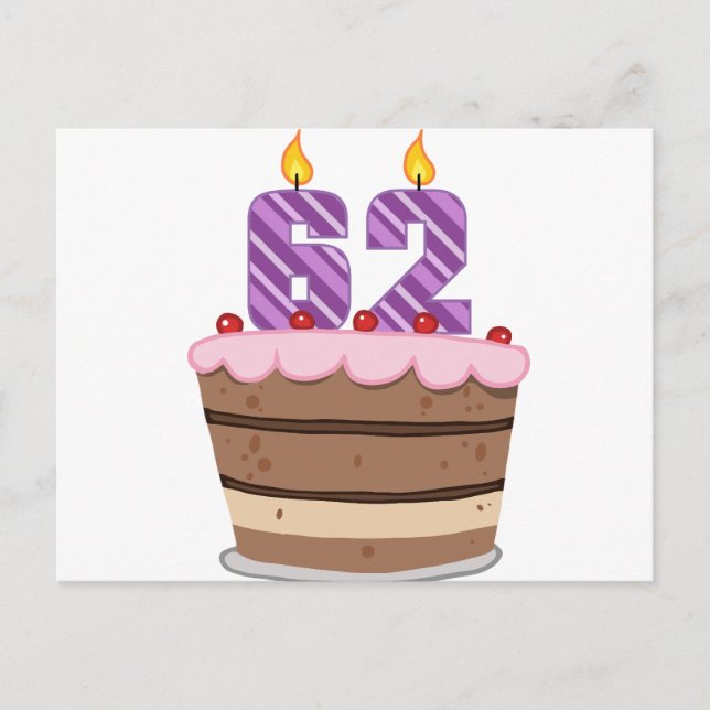 Alter 62 auf Geburtstagskuchen Postkarte (Vorderseite)