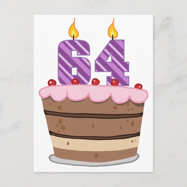 Alter 64 auf Geburtstagskuchen Postkarte (Vorderseite)