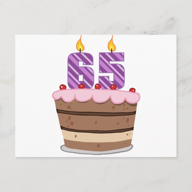 Alter 65 auf Geburtstagskuchen Postkarte (Vorderseite)