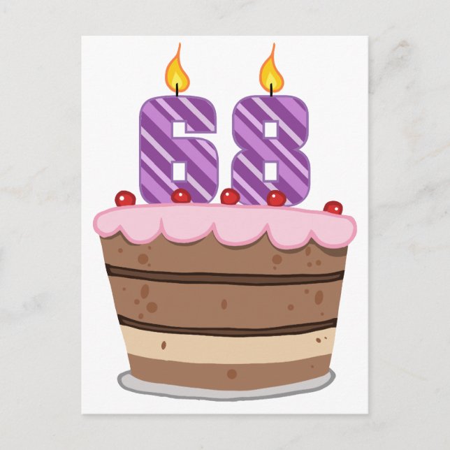 Alter 68 auf Geburtstagskuchen Postkarte (Vorderseite)