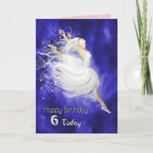 Alter 6, springende Ballerina Geburtskarte Karte